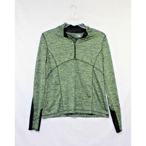 Be Inspired Womens L Green Pullover Top Quarter-Zip Poly Spandex Athleisure